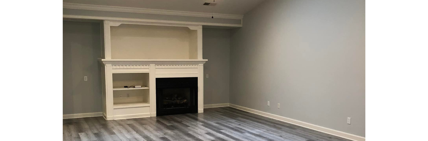 fireplace in remodeled rental home